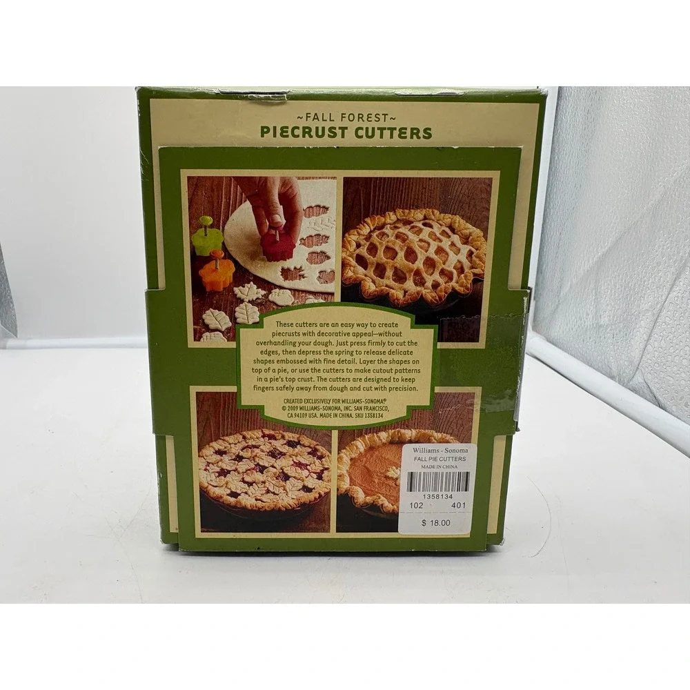 Williams Sonoma Fall Leaf Pie Crust Cutters Set of 4 Thanksgiving Autumn New